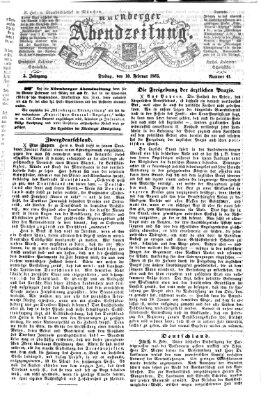 Nürnberger Abendzeitung Freitag 10. Februar 1865