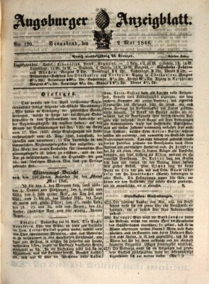 Augsburger Anzeigeblatt Samstag 2. Mai 1846