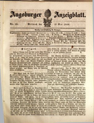 Augsburger Anzeigeblatt Mittwoch 13. Mai 1846