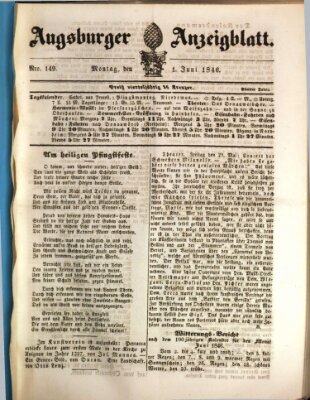 Augsburger Anzeigeblatt Montag 1. Juni 1846