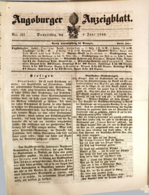 Augsburger Anzeigeblatt Donnerstag 4. Juni 1846