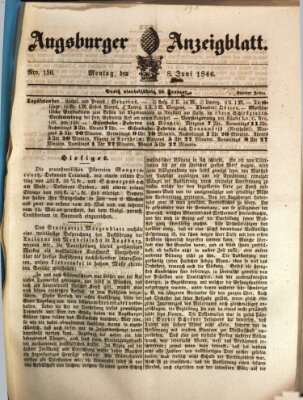 Augsburger Anzeigeblatt Montag 8. Juni 1846