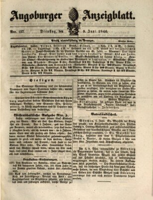 Augsburger Anzeigeblatt Dienstag 9. Juni 1846