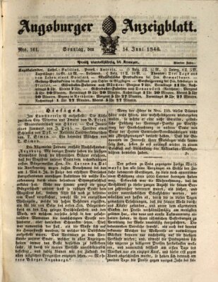 Augsburger Anzeigeblatt Sonntag 14. Juni 1846