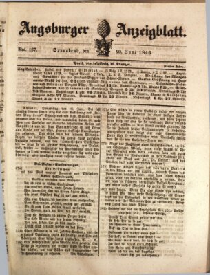 Augsburger Anzeigeblatt Samstag 20. Juni 1846