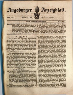 Augsburger Anzeigeblatt Montag 22. Juni 1846