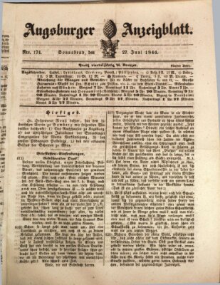 Augsburger Anzeigeblatt Samstag 27. Juni 1846