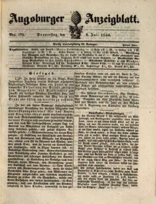 Augsburger Anzeigeblatt Donnerstag 2. Juli 1846