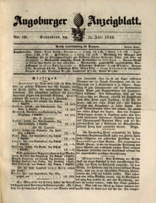 Augsburger Anzeigeblatt Samstag 11. Juli 1846