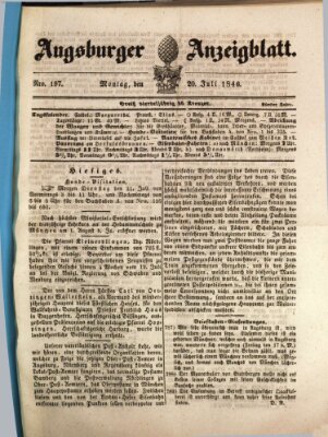 Augsburger Anzeigeblatt Montag 20. Juli 1846