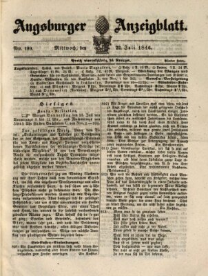 Augsburger Anzeigeblatt Mittwoch 22. Juli 1846