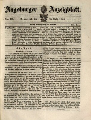 Augsburger Anzeigeblatt Samstag 25. Juli 1846