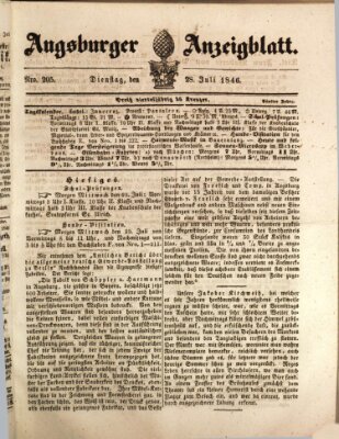 Augsburger Anzeigeblatt Dienstag 28. Juli 1846