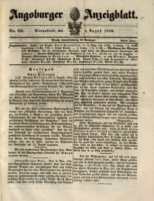 Augsburger Anzeigeblatt Samstag 1. August 1846