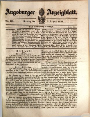 Augsburger Anzeigeblatt Montag 3. August 1846