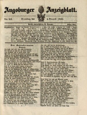 Augsburger Anzeigeblatt Dienstag 4. August 1846