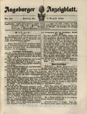 Augsburger Anzeigeblatt Freitag 7. August 1846