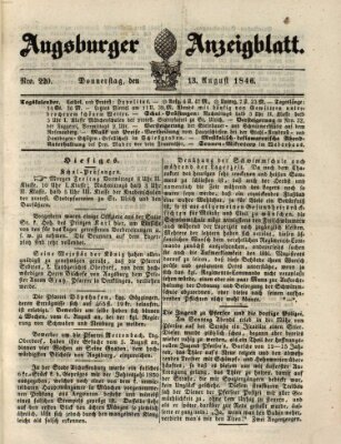 Augsburger Anzeigeblatt Donnerstag 13. August 1846