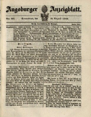 Augsburger Anzeigeblatt Samstag 15. August 1846