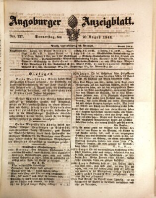 Augsburger Anzeigeblatt Donnerstag 20. August 1846