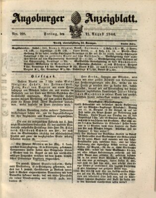 Augsburger Anzeigeblatt Freitag 21. August 1846