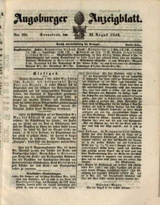 Augsburger Anzeigeblatt Samstag 22. August 1846