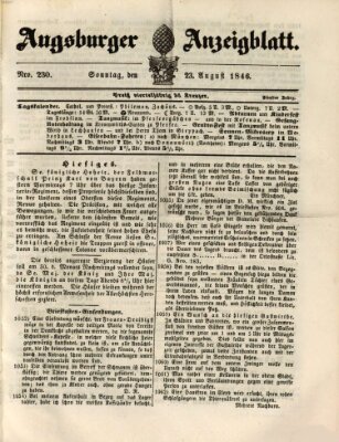 Augsburger Anzeigeblatt Sonntag 23. August 1846