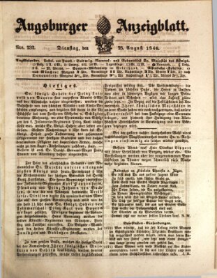 Augsburger Anzeigeblatt Dienstag 25. August 1846