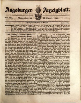 Augsburger Anzeigeblatt Donnerstag 27. August 1846