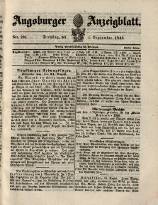 Augsburger Anzeigeblatt Dienstag 1. September 1846