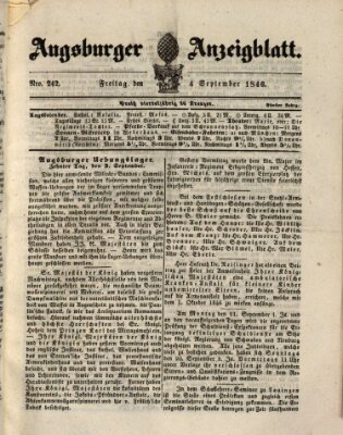 Augsburger Anzeigeblatt Freitag 4. September 1846