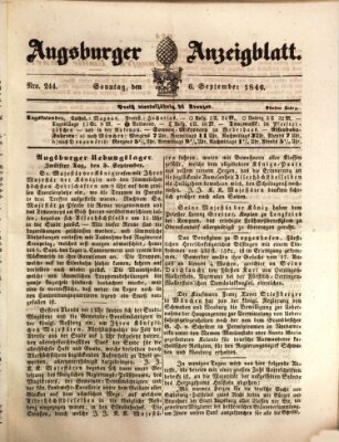 Augsburger Anzeigeblatt Sonntag 6. September 1846