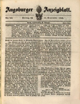 Augsburger Anzeigeblatt Freitag 11. September 1846