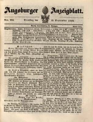 Augsburger Anzeigeblatt Dienstag 15. September 1846