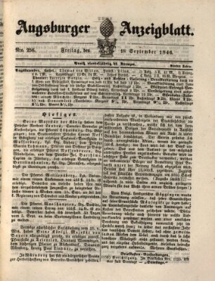 Augsburger Anzeigeblatt Freitag 18. September 1846