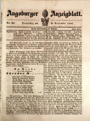 Augsburger Anzeigeblatt Donnerstag 24. September 1846