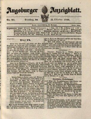 Augsburger Anzeigeblatt Dienstag 13. Oktober 1846