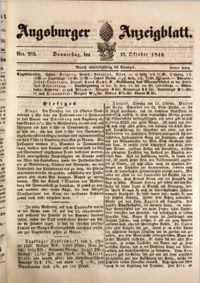 Augsburger Anzeigeblatt Donnerstag 15. Oktober 1846