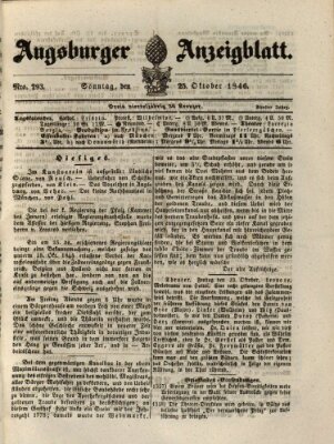 Augsburger Anzeigeblatt Sonntag 25. Oktober 1846