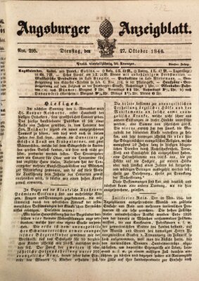 Augsburger Anzeigeblatt Dienstag 27. Oktober 1846