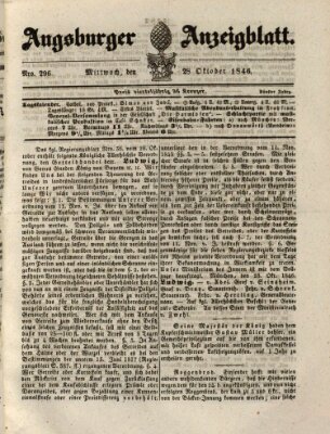 Augsburger Anzeigeblatt Mittwoch 28. Oktober 1846