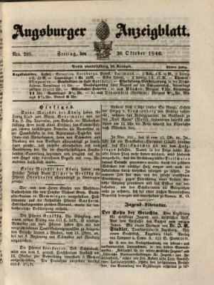 Augsburger Anzeigeblatt Freitag 30. Oktober 1846