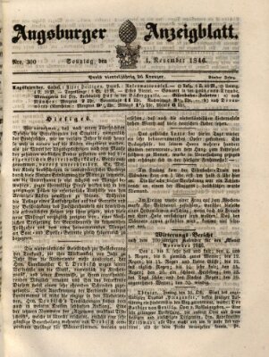 Augsburger Anzeigeblatt Sonntag 1. November 1846