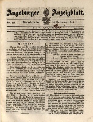 Augsburger Anzeigeblatt Samstag 14. November 1846