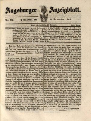 Augsburger Anzeigeblatt Samstag 21. November 1846