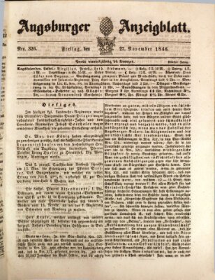 Augsburger Anzeigeblatt Freitag 27. November 1846