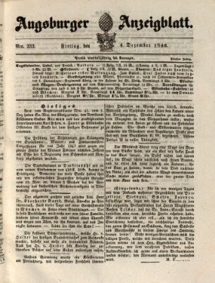 Augsburger Anzeigeblatt Freitag 4. Dezember 1846