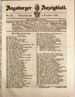 Augsburger Anzeigeblatt Samstag 5. Dezember 1846