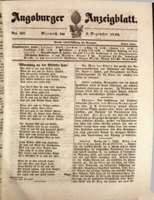 Augsburger Anzeigeblatt Mittwoch 9. Dezember 1846