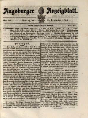 Augsburger Anzeigeblatt Freitag 11. Dezember 1846